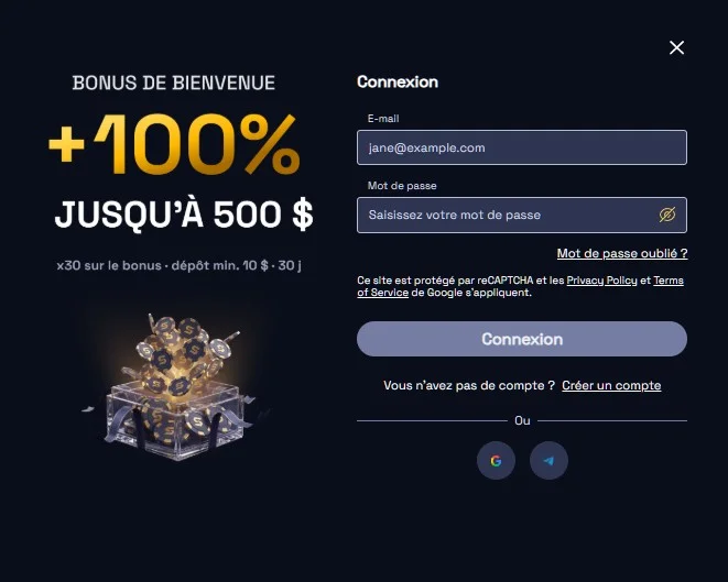Inscription à SpinCrypto