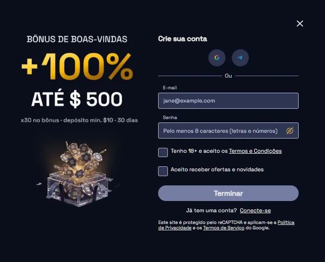 Cadastro no SpinCrypto